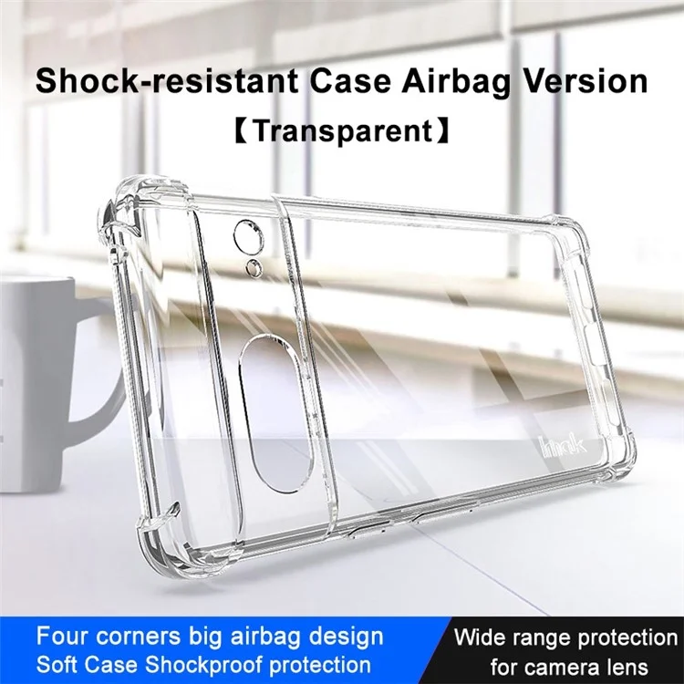 Imak Para Google Pixel 7 5G TPU Soft TPU Clear Telep Cover Propapoppolte de Cuatro Esquina Case de Airbag de Esquina - Transparente