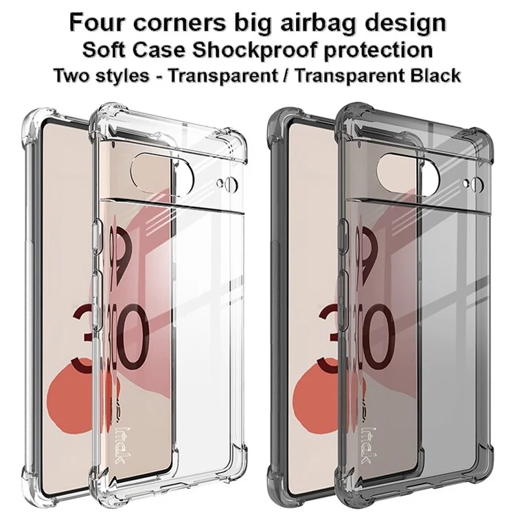 Imak Para Google Pixel 7 5G TPU Soft TPU Clear Telep Cover Propapoppolte de Cuatro Esquina Case de Airbag de Esquina - Transparente