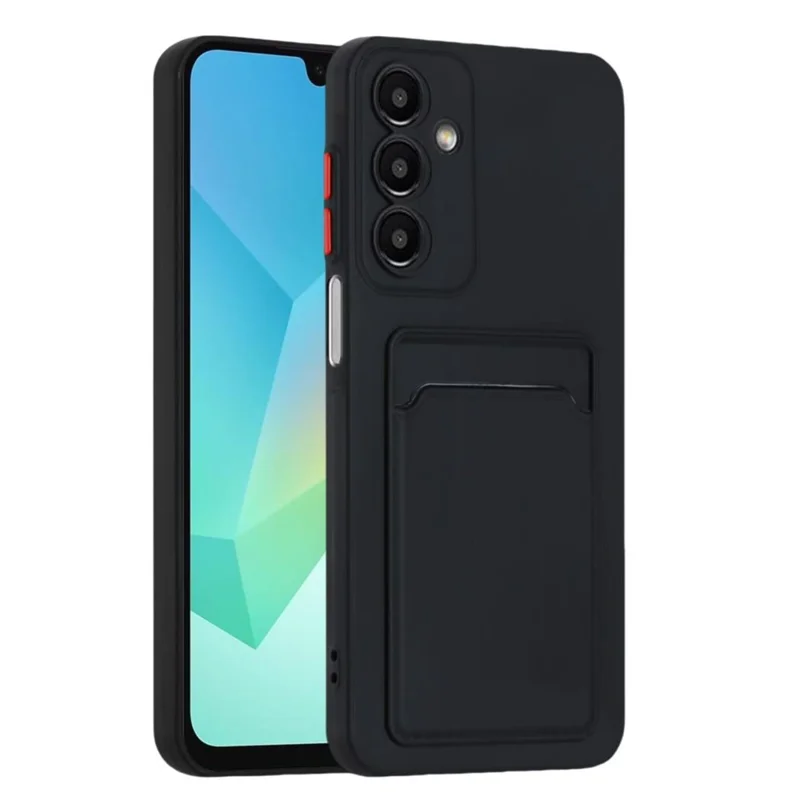 For Samsung Galaxy A16 4G / 5G Case Card Slot Matte Fingerprint-Free Back Cover - Black