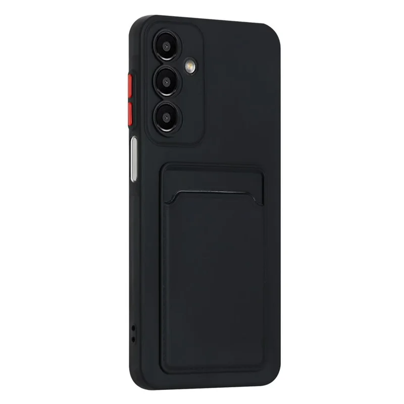 For Samsung Galaxy A16 4G / 5G Case Card Slot Matte Fingerprint-Free Back Cover - Black