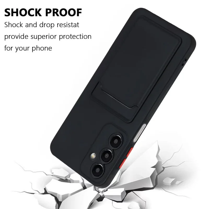 For Samsung Galaxy A16 4G / 5G Case Card Slot Matte Fingerprint-Free Back Cover - Black