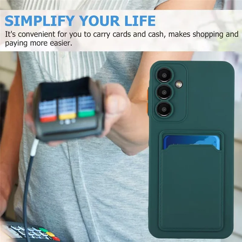 For Samsung Galaxy A16 4G / 5G Case Card Slot Matte Fingerprint-Free Back Cover - Green