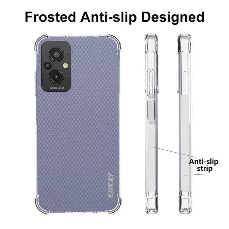 ENKAY HAT PRINCE For Xiaomi Redmi 11 Prime 4G Soft TPU Clear Phone Case Anti-slip Strip Edge Impact Defender Cover