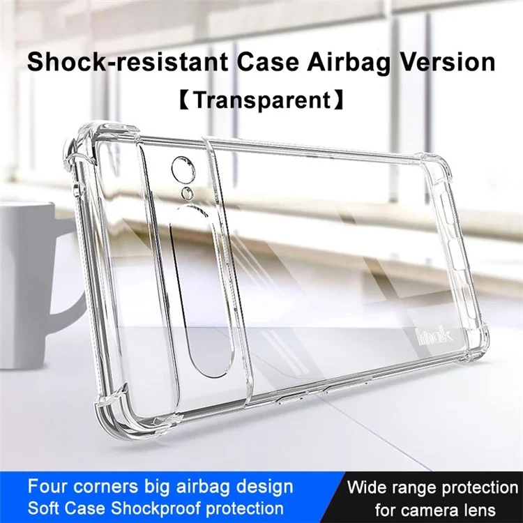 IMAK pour Google Pixel 7 Pro 5G Étui de protection en TPU transparent avec coussins d'air aux quatre coins pour protéger contre les chutes - Transparent