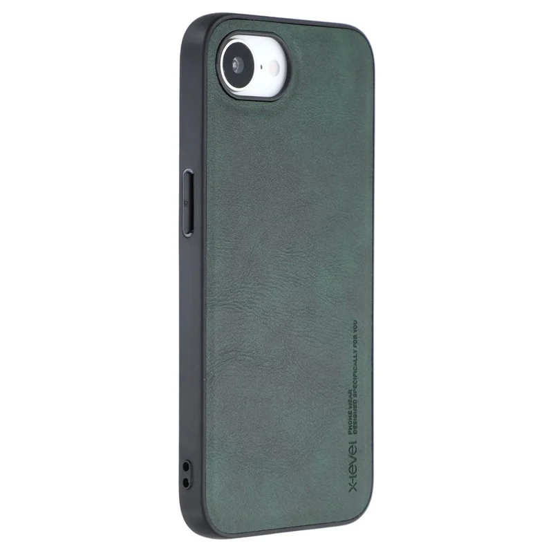 X-LEVEL Bojue-3 Series For iPhone 17e / 16e Case Leather Coated PC+TPU Phone Back Cover - Midnight Green