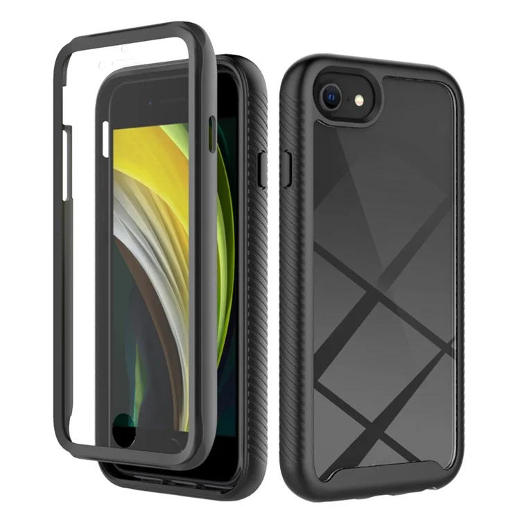 Étui pour iPhone 16e PC + TPU Coque Transparente avec Film de Protection d'Écran PET - Noir