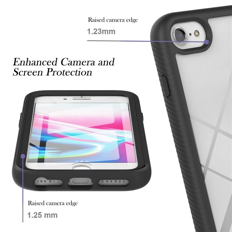 Étui pour iPhone 16e PC + TPU Coque Transparente avec Film de Protection d'Écran PET - Noir