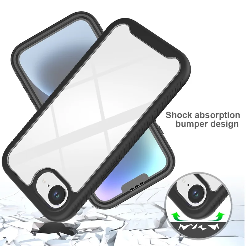 For iPhone 17e / 16e Case PC + TPU Phone Clear Back Cover with PET Screen Film - Purple