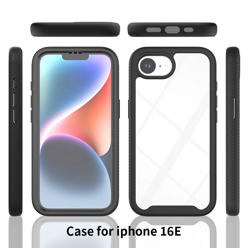For iPhone 17e / 16e Case PC + TPU Phone Clear Back Cover with PET Screen Film - Purple