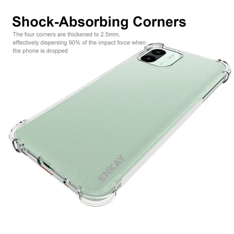 ENKAY HAT PRINCE Crystal Clear Phone Cover for Xiaomi Redmi A1 4G / A2 4G, Anti-drop TPU Phone Case with Shock Absorption Reinforced Corner