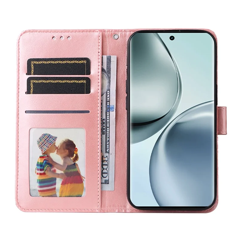 Voor Realme 14 Pro 5G hoesje met zonnebloemprint in lederen portemonnee-telefoonhoes - Roze