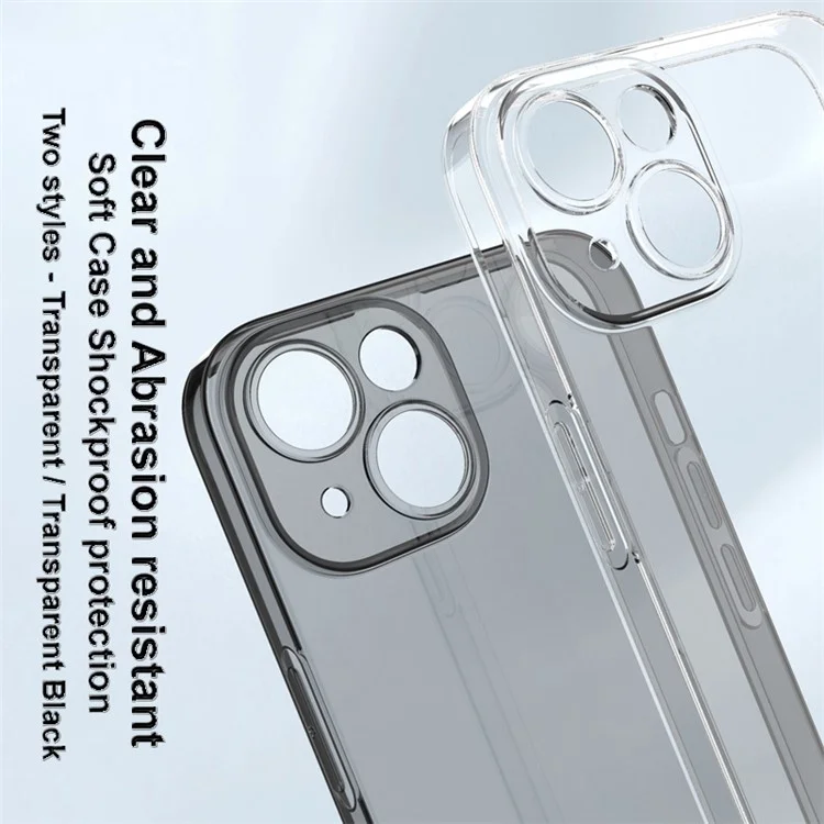 Serie IMAK UX-5 Para Iphone 14 Clear Anti-ridust Phone Case Flexible TPU Teléfono Cubierta Posterior - Negro Transparente