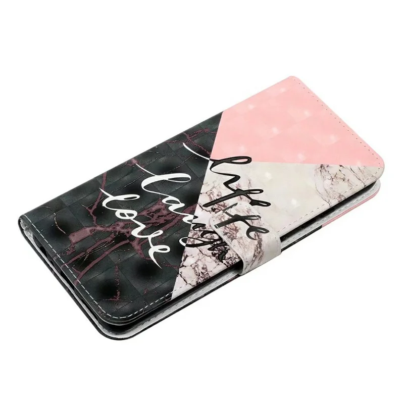 For Google Pixel 9a Case 3D Creative Pattern PU Leather Stand Phone Cover - Tri-Color Marble