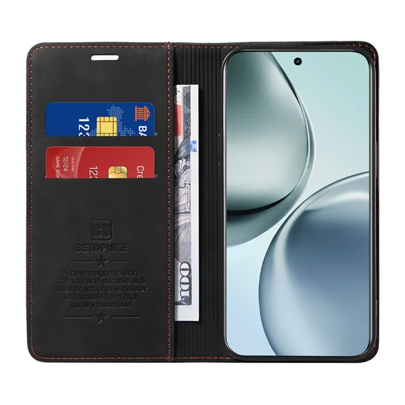 BETOPNICE 003 For Realme 14 Pro+ 5G Case Wallet Leather Phone Cover with Stand - Black