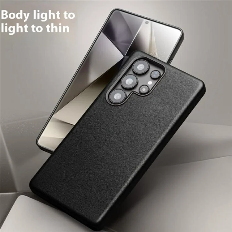 QIALINO For Samsung Galaxy S25 Ultra Magnetic Case Genuine Cow Leather PC Phone Back Cover