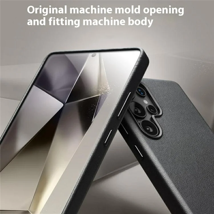 QIALINO For Samsung Galaxy S25 Ultra Magnetic Case Genuine Cow Leather PC Phone Back Cover