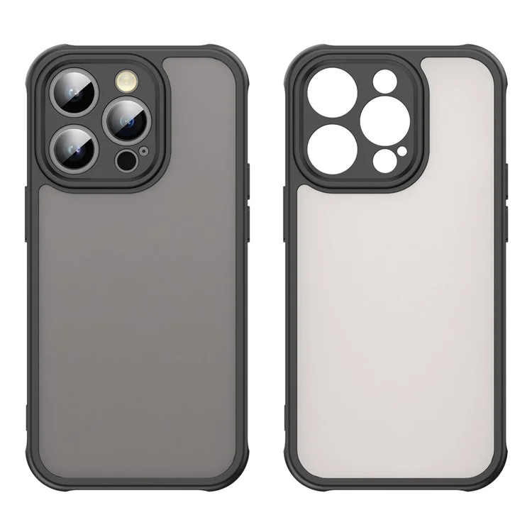 Funda para iPhone 14 Pro Max a prueba de caídas con bolsas de aire, cubierta trasera de PC translúcida mate + TPU - Negro
