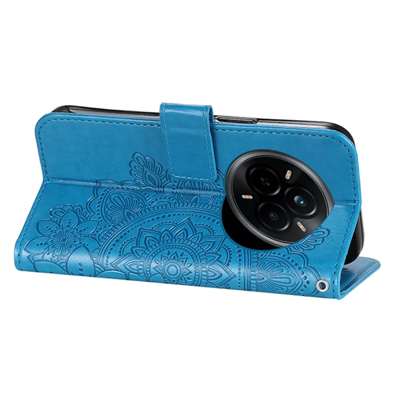 Voor Realme 14 Pro 5G hoesje Bloemenpatroon PU Leren Portemonnee Stand Telefoonhoes - Blauw