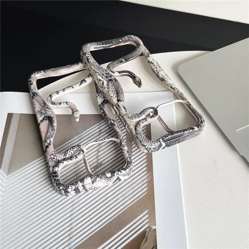 For iPhone 16 Pro Max Bumper Case Hollow Snake Decor TPU Phone Back Cover - White