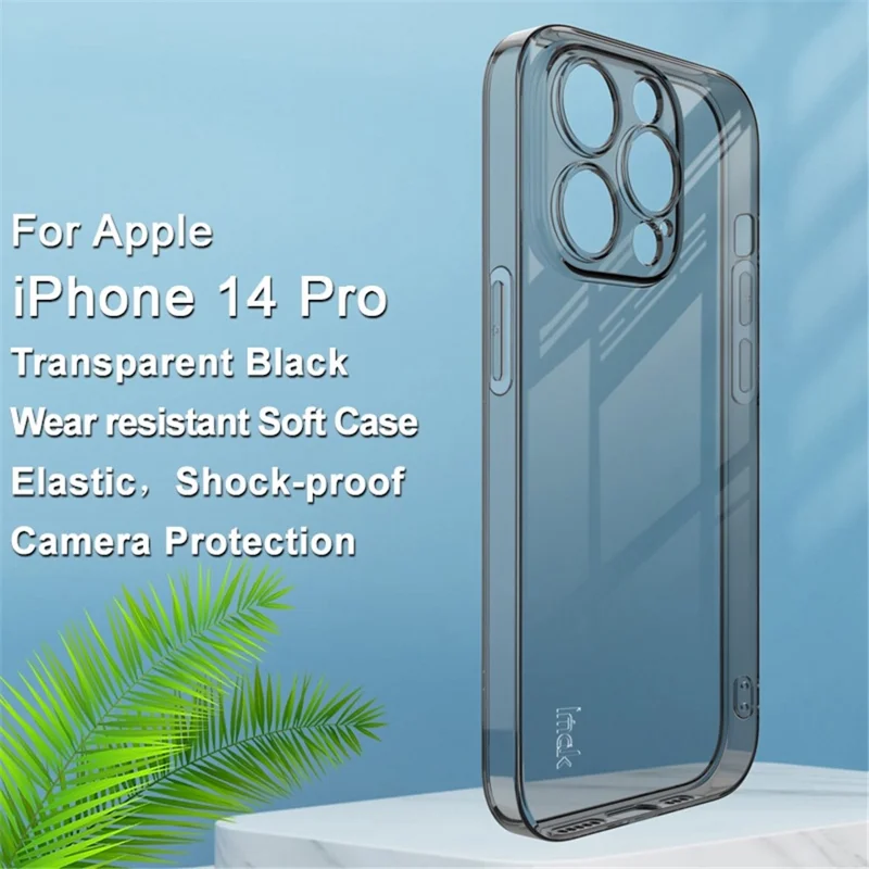 IMAK UX-5 Series for iPhone 14 Pro Flexible TPU Phone Shell Super Transparent Anti-dust Phone Case - Transparent Black