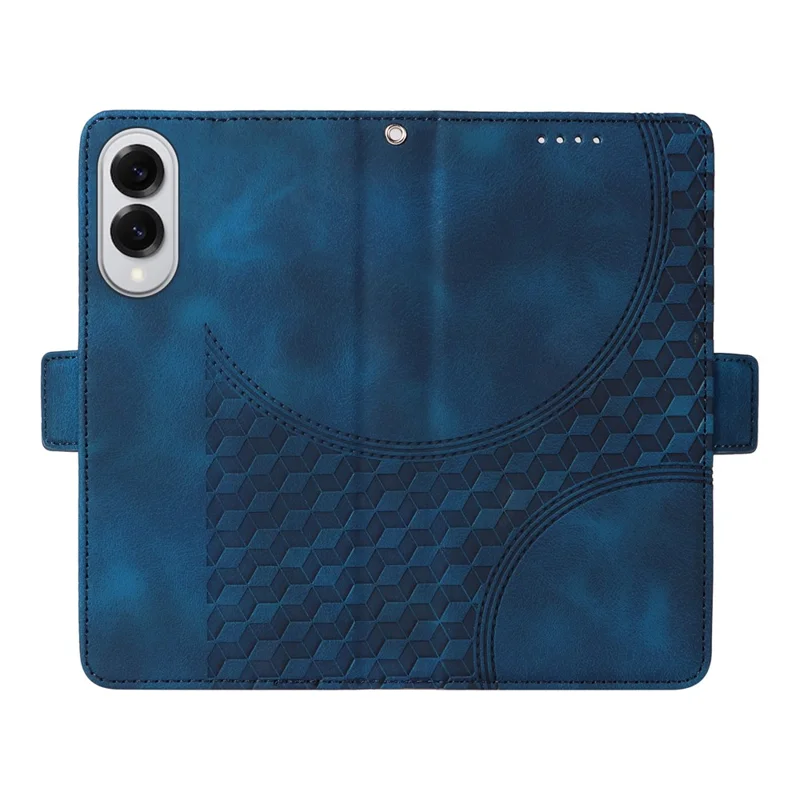 Cover per Samsung Galaxy S25 Edge in Pelle PU con Stampa Romboidale a Stelle - Blu