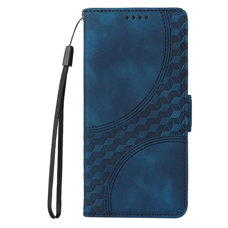 Cover per Samsung Galaxy S25 Edge in Pelle PU con Stampa Romboidale a Stelle - Blu