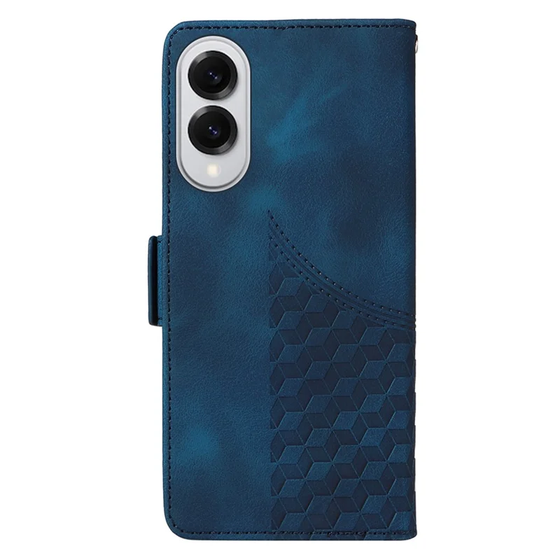 Cover per Samsung Galaxy S25 Edge in Pelle PU con Stampa Romboidale a Stelle - Blu