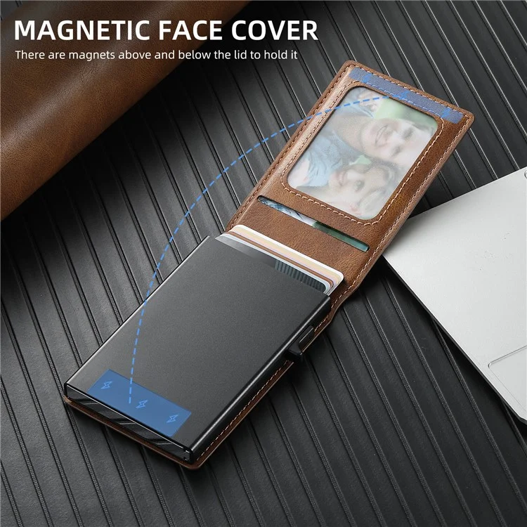 SUTENI H19 Étui magnétique en cuir pour iPhone 14 Pro Max avec emplacements pour cartes et texture cireuse - Marron