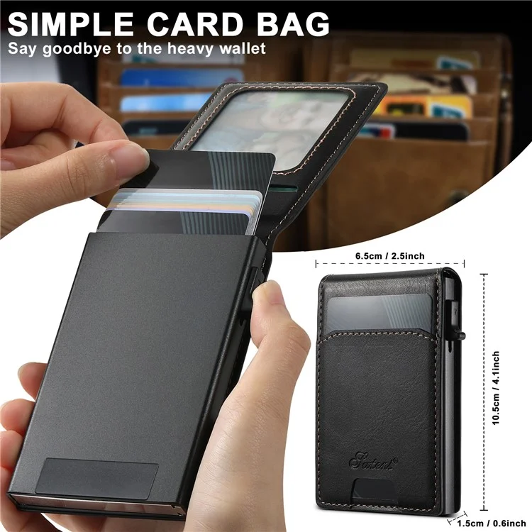 SUTENI H19 Étui magnétique en cuir avec emplacements pour cartes pour iPhone 13 Pro Max - Texture cirée, Noir
