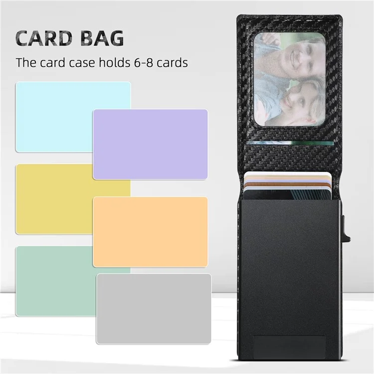 SUTENI H19 Funda Magnética de Fibra de Carbono para iPhone 14 Pro con Textura de Cuero y Bolsillo para Tarjetas
