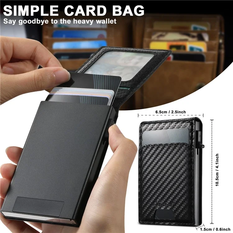 SUTENI H19 Funda Magnética de Fibra de Carbono para iPhone 14 Pro con Textura de Cuero y Bolsillo para Tarjetas