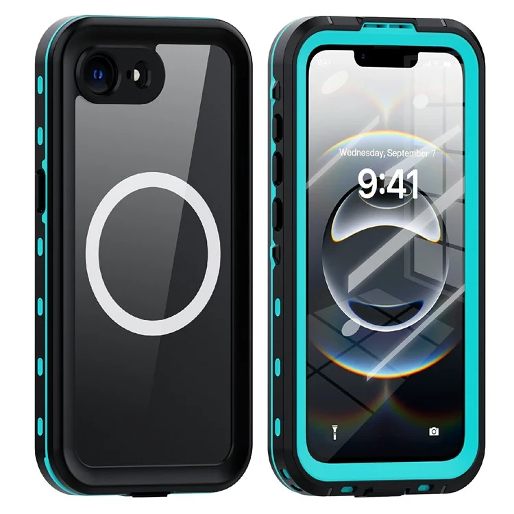 REDPEPPER Dot+ Serie Handyhülle für iPhone 16e, kompatibel mit MagSafe, IP68 wasserdicht, transparente Schutzhülle - Blau