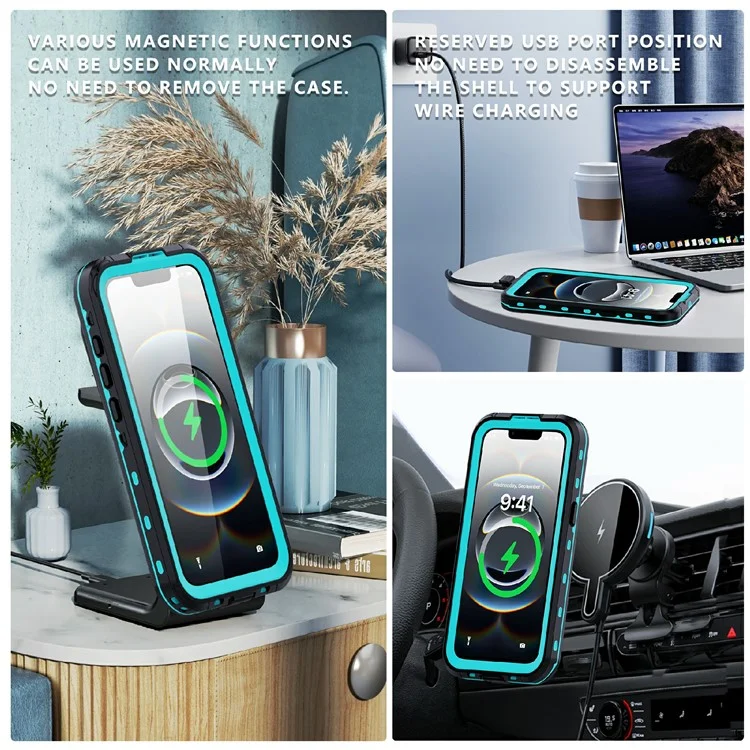 REDPEPPER Dot+ Serie Handyhülle für iPhone 16e, kompatibel mit MagSafe, IP68 wasserdicht, transparente Schutzhülle - Blau
