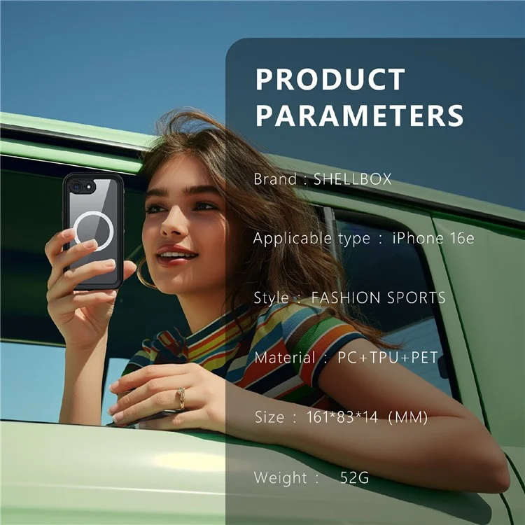 REDPEPPER Dot+ Série Étui pour iPhone 16e Compatible avec MagSafe IP68 Étanche Coque Transparente - Noir