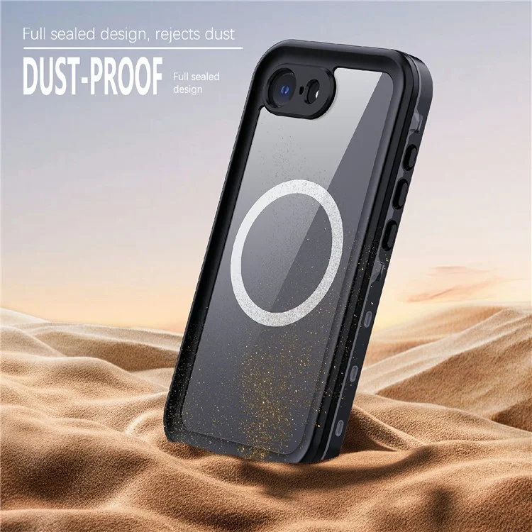 REDPEPPER Dot+ Série Étui pour iPhone 16e Compatible avec MagSafe IP68 Étanche Coque Transparente - Noir