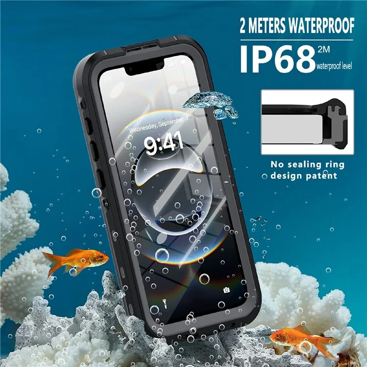REDPEPPER Dot+ Série Étui pour iPhone 16e Compatible avec MagSafe IP68 Étanche Coque Transparente - Noir