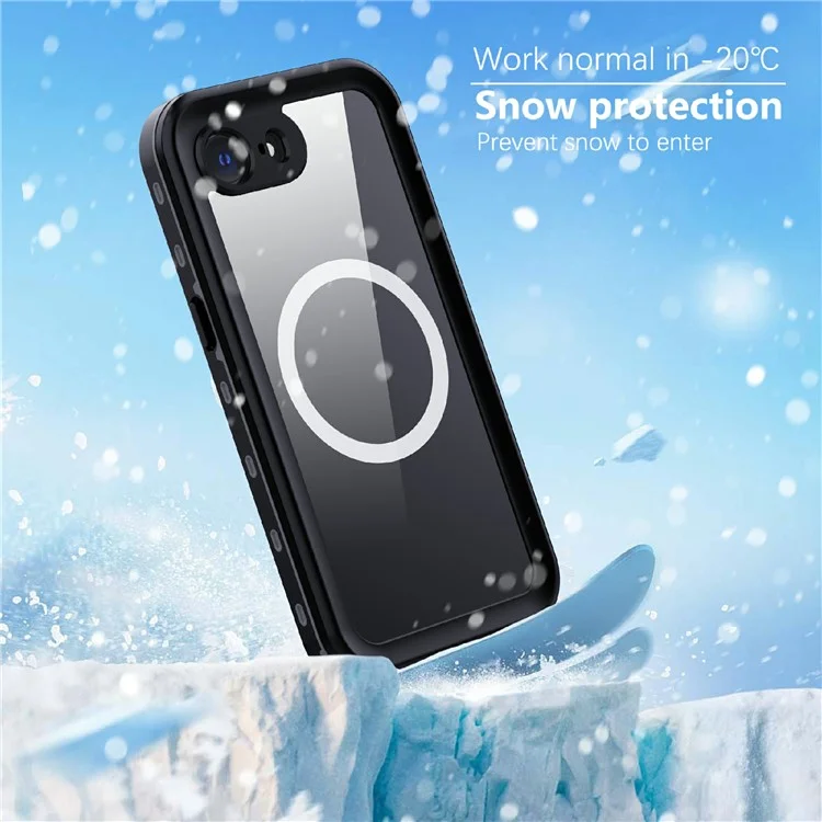 REDPEPPER Dot+ Série Étui pour iPhone 16e Compatible avec MagSafe IP68 Étanche Coque Transparente - Noir