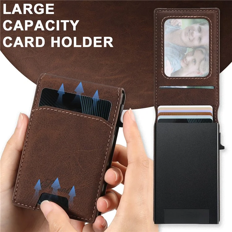 SUTENI H19 Étui Magnétique avec Porte-Cartes et Support pour iPhone 14 Pro Max - Texture Cuir Grainé, Couleur Marron