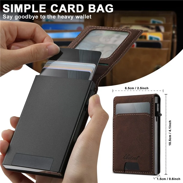 SUTENI H19 Étui Magnétique avec Porte-Cartes et Support pour iPhone 14 Pro Max - Texture Cuir Grainé, Couleur Marron