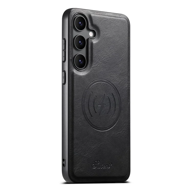 SUTENI H19 Para Samsung Galaxy S24 Funda magnética Textura cerosa Ranuras para tarjetas Funda de teléfono de cuero - Negro