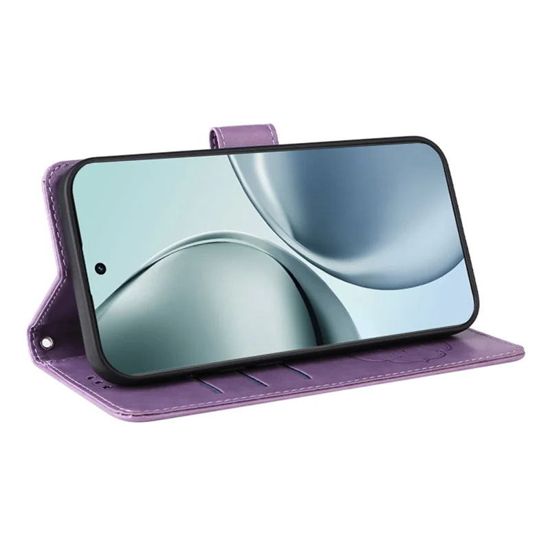 For Realme 14 Pro 5G Leather Case Butterfly Floral Imprint Wallet Stand Cover - Purple