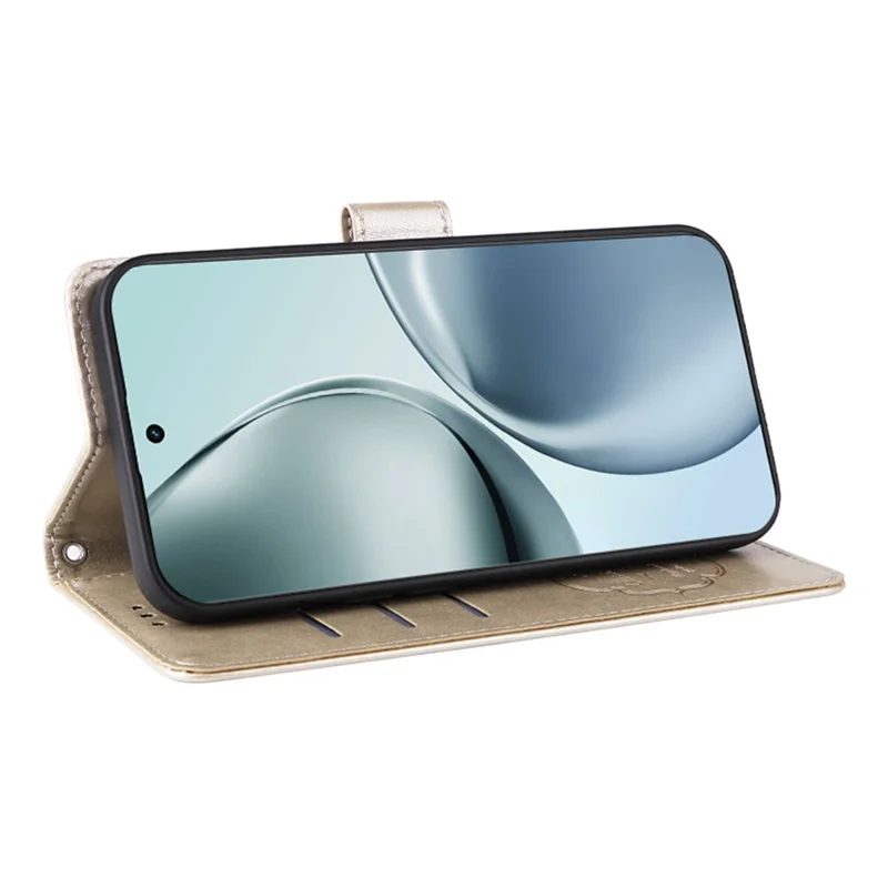 For Realme 14 Pro+ 5G Case Butterfly Floral Imprint Wallet Stand Leather Phone Cover - Gold