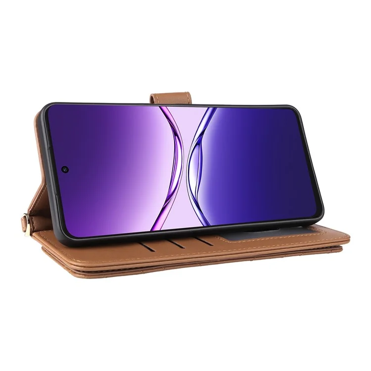 Чехол для Oppo A5 Pro 5G с ремешком через плечо, кошелек, кожаная обложка для телефона - коричневый