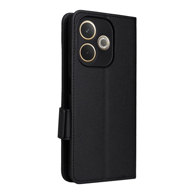 Для Oppo A5 Pro 5G Чехол-книжка Флип Фактура личи Кожаный чехол для телефона - Черный