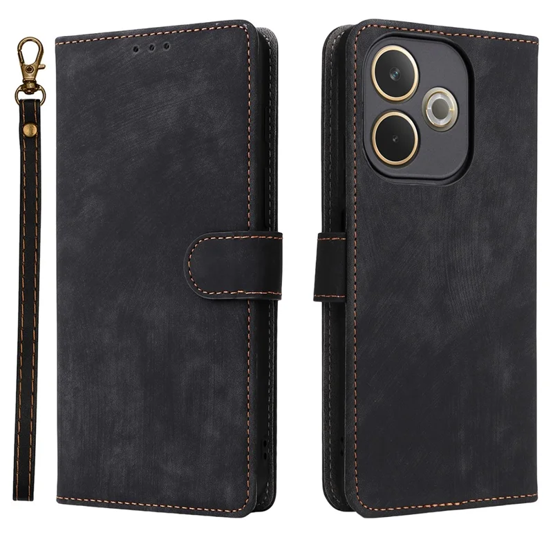 Etui portfelowe z funkcją blokowania RFID z klapką z bawełny PU dla Oppo A5 Pro 4G (Global) / 5G (Global) / A5 Energy 5G (Chiny) - Czarny