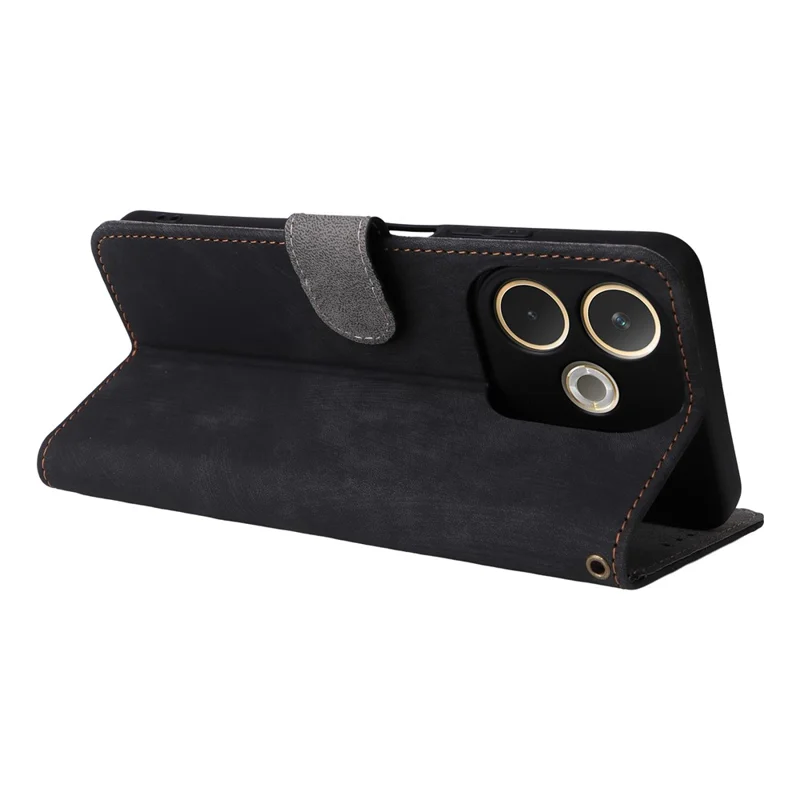 Etui portfelowe z funkcją blokowania RFID z klapką z bawełny PU dla Oppo A5 Pro 4G (Global) / 5G (Global) / A5 Energy 5G (Chiny) - Czarny