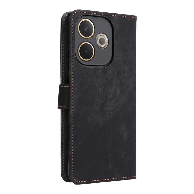 Etui portfelowe z funkcją blokowania RFID z klapką z bawełny PU dla Oppo A5 Pro 4G (Global) / 5G (Global) / A5 Energy 5G (Chiny) - Czarny