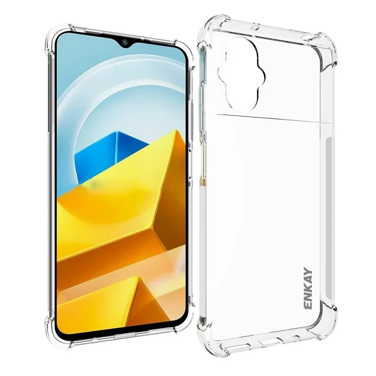 ENKAY HAT PRINCE per Xiaomi Poco M5 4G Striscia antiscivolo Bordo antiurto Custodia trasparente in TPU morbido Airbag Paraurti Assorbimento urti Custodia per telefono