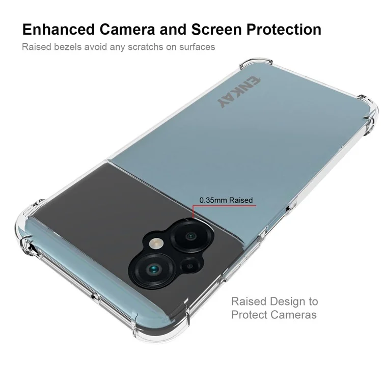 ENKAY HAT PRINCE per Xiaomi Poco M5 4G Striscia antiscivolo Bordo antiurto Custodia trasparente in TPU morbido Airbag Paraurti Assorbimento urti Custodia per telefono
