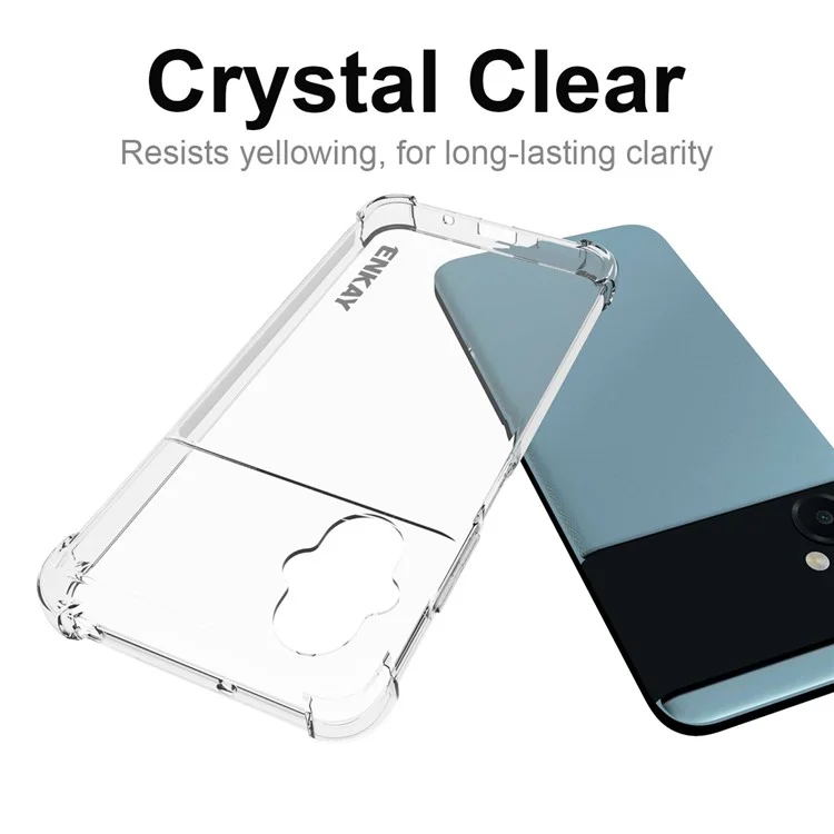 ENKAY HAT PRINCE per Xiaomi Poco M5 4G Striscia antiscivolo Bordo antiurto Custodia trasparente in TPU morbido Airbag Paraurti Assorbimento urti Custodia per telefono